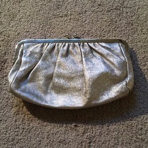 Silver EXPRESS clutch. Real leather.